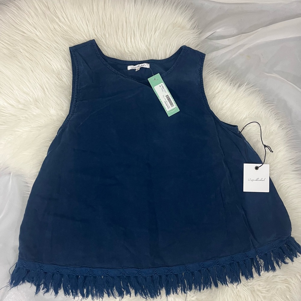 Unpublished fringe hem tank M navy
